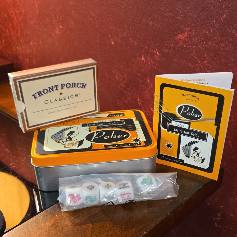 POKER Front Porch Classics Casino Games To Go Poker Collectible Tin Can